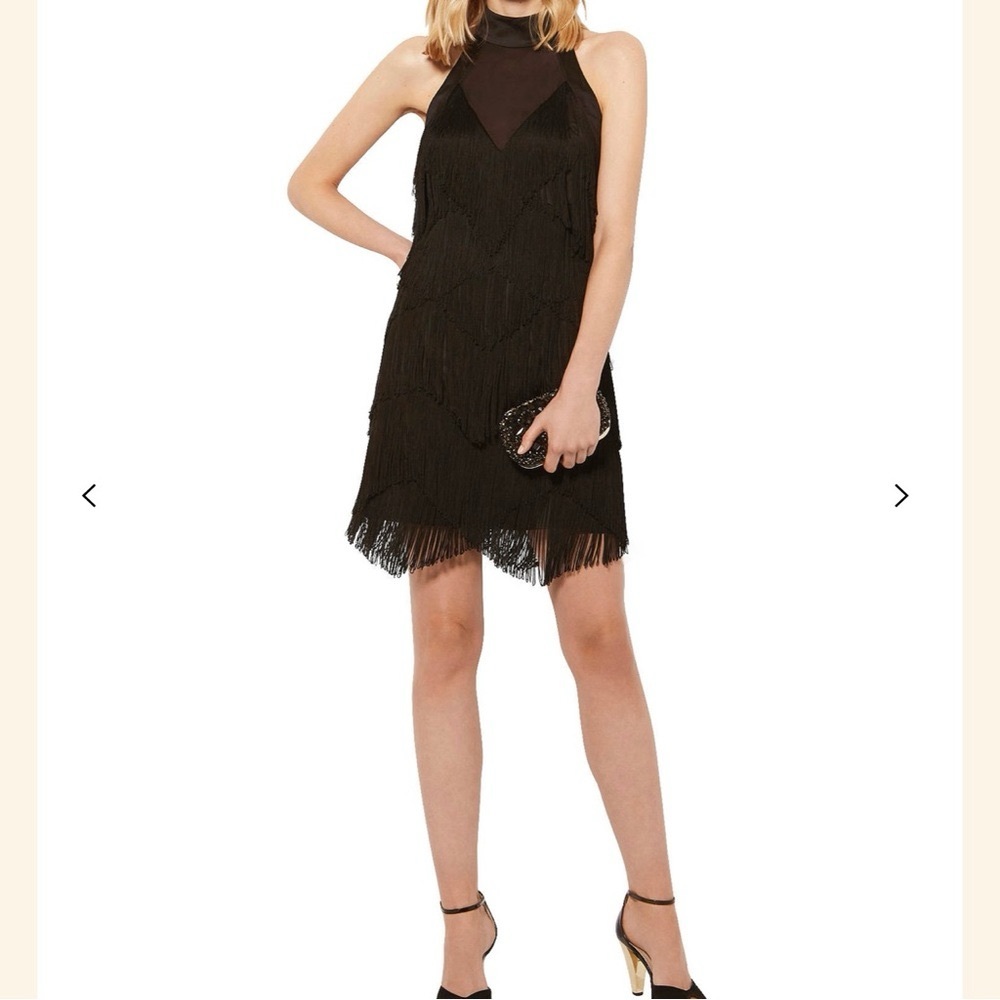 Karen Millen Black Fringe Mini Dress